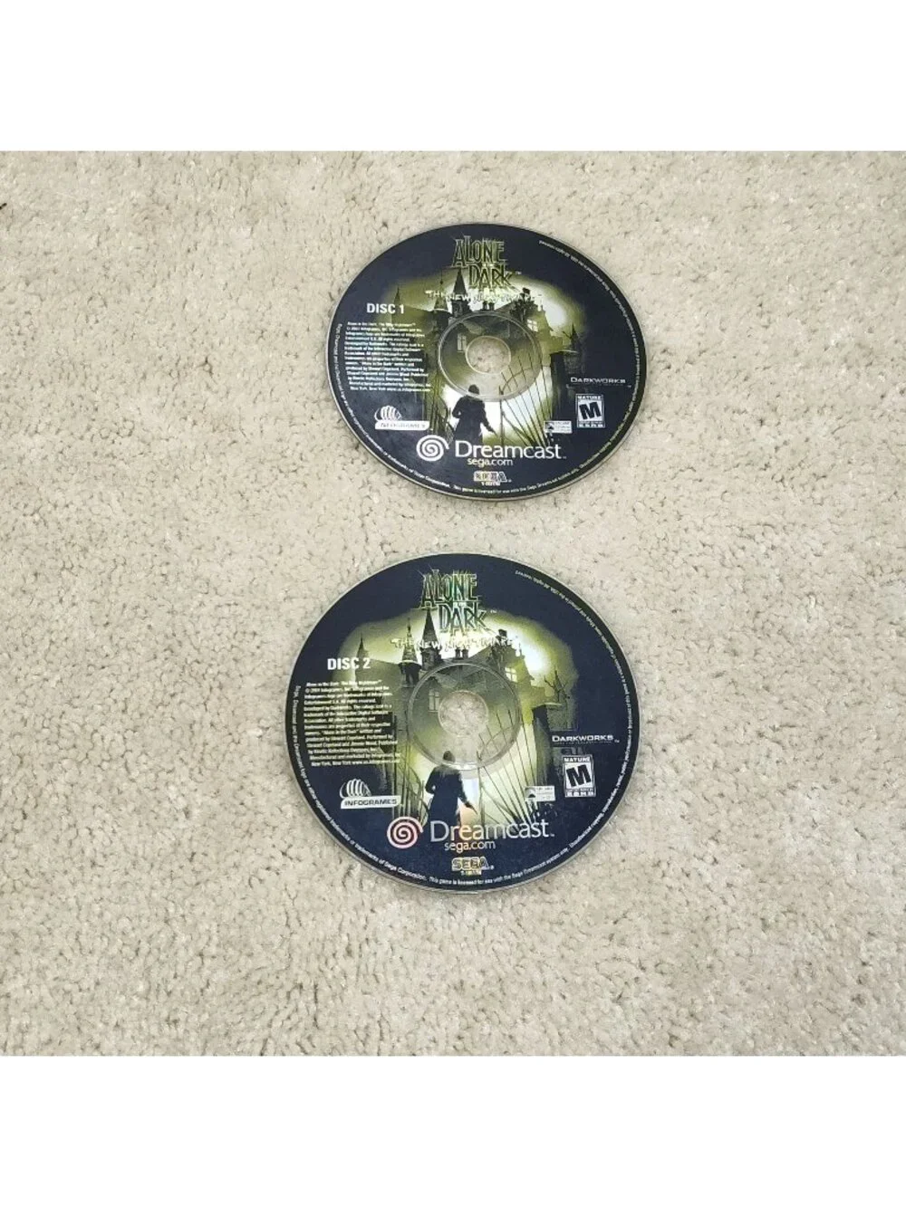 Sega Dreamcast Alone in the Dark The New Nightmare Discs 1 & 2 T-15117N Tested